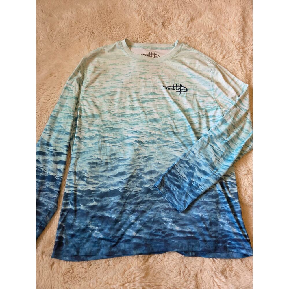Reel Life XXL Long Sleeve Lightweight Quick Dry Ombre Blue Water Fishing Shirt